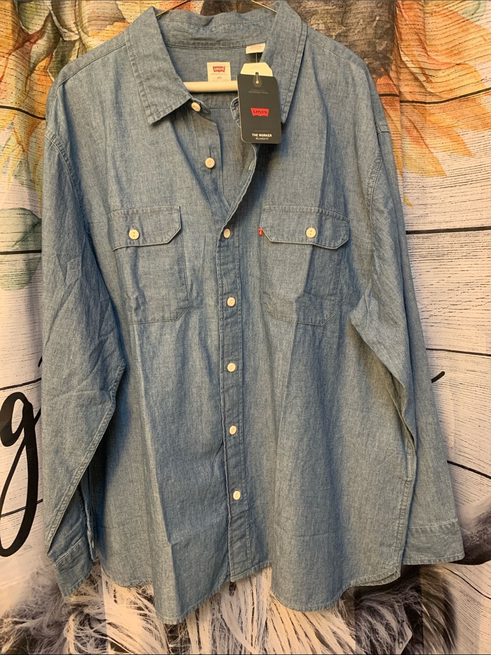 Levi's Womens Light Denim Blue Button-Front Chambray Shirt